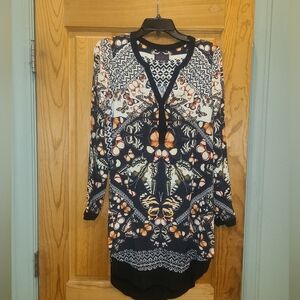 Hale Bob Black and Orange Butterfly Dress